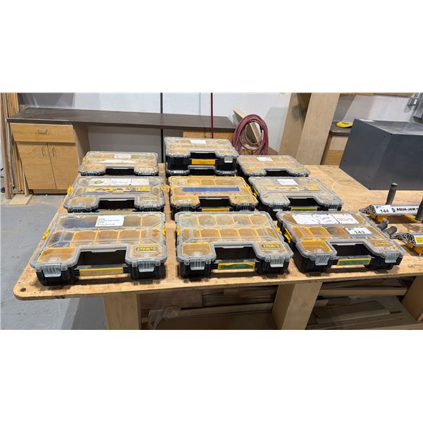 GROUP OF (10) DEWALT DEEP PRO ORGANIZER CASES FULL OF ASSORTED FASTENERS/HARDWARE/ETC.