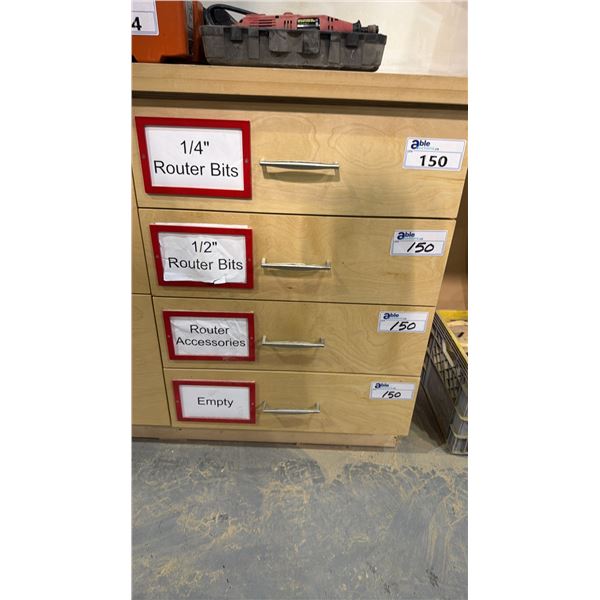 (4) DRAWERS OF ASSORTED ROUTER BITS