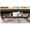 Image 3 : 4 TIER GREY METAL MOBILE SHOP CART AND MOBILE WOODEN WORK TABLE *CONTENTS INCLUDED*