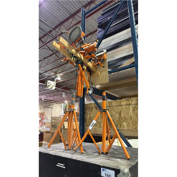 GROUP OF (3) HDX DOUBLE HEADED WORK LIGHTS WITH STANDS