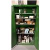Image 2 : METAL 2 DOOR JOHN DEERE STORAGE CABINET AND CONTENTS
