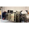 Image 1 : GROUP OF (6) METAL 2 DOOR STORAGE CABINETS WITH CONTENTS - ASSORTED PAINT, SHOP SUPPLIES,