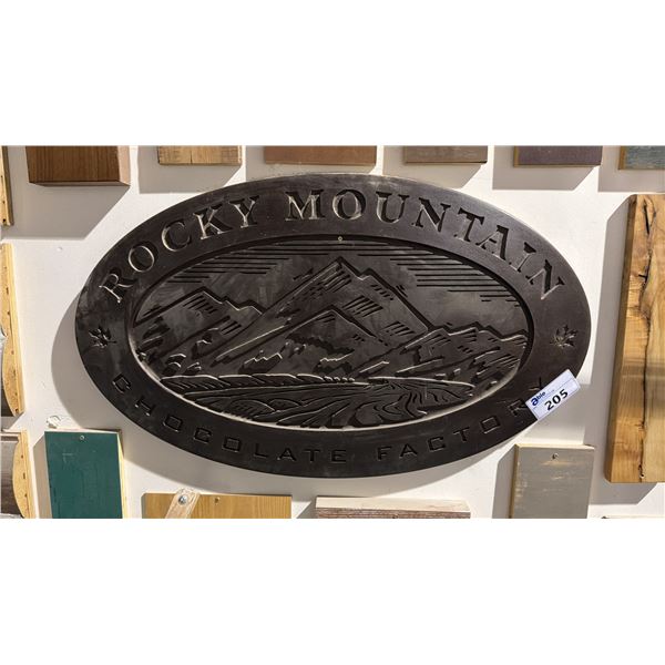 ROCKY MOUNTAIN CHOCOLATE FACTORY (ACRYLIC) OVAL SIGN - APPROX.3FT X 2FT