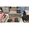 Image 1 : STAINLESS STEEL COMMERCIAL DOUBLE SINK AND SMALL WALL MOUNT SHELF