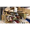 Image 2 : WOODEN STORAGE SHELF FULL OF ROLLS OF ASSORTED MATERIAL - FABRIC, VINYL, NYLON AND OTHERS