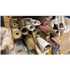 Image 3 : WOODEN STORAGE SHELF FULL OF ROLLS OF ASSORTED MATERIAL - FABRIC, VINYL, NYLON AND OTHERS