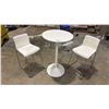 Image 1 : SMALL ROUND WHITE BAR HEIGHT TABLE WITH 2 CHAIRS