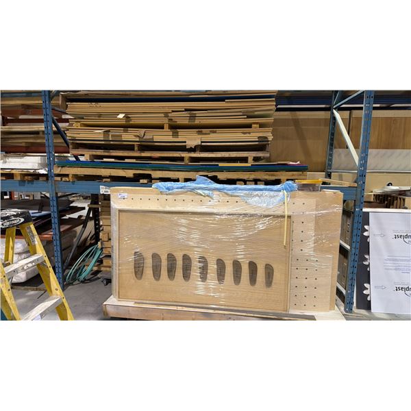 2 PALLET RACKING SECTION OF ASSORTED SHEETS OF MDF & ACRYLIC PLASTIC, 2"X4" CONSTRUCTED