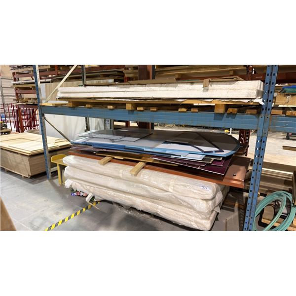 2 PALLET SECTIONS OF ASSORTED PARTIAL SHEETS OF SHOP MATERIAL AND PRE-FAB WALL SECTIONS