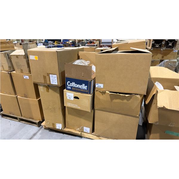 PALLET OF DECORATIVE SMALL PLANTERS, ASSORTED PINE CONES AND MORE