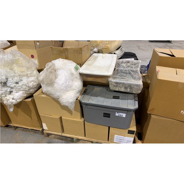PALLET OF ASSORTED ARTIFICIAL FEATHERS, REAL FEATHERS, PEACOCK FEATHERS AND CHINESE PAPER LANTERNS