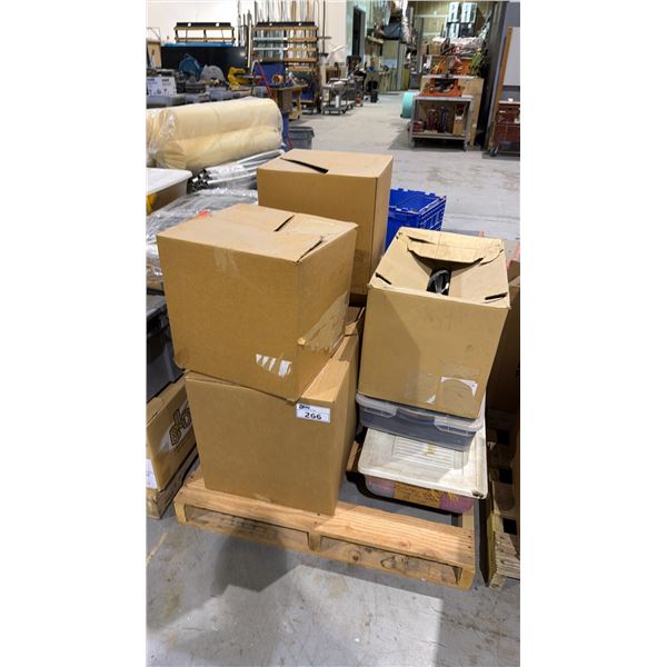 PALLET OF ARTIFICIAL FEATHERS, PAPER CHINESE LANTERNS AND MORE