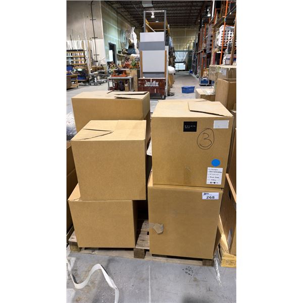 PALLET OF BLACK & GLASS CANDLE BOXES, ASIAN PAPER LANTERN AND MORE