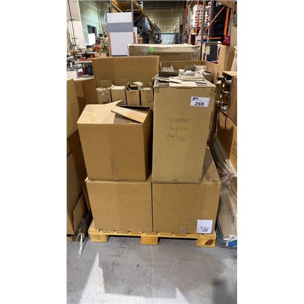 PALLET OF BLACK & GLASS CANDLE HOLDERS, ASSORTED GLASS VASES AND MORE