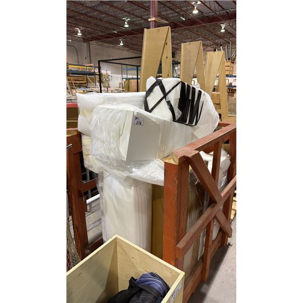 LARGE GROUP OF ASSORTED SIZE & COLOR DISPLAY PEDESTALS *FRAMED PALLET BOX NOT INCLUDED*