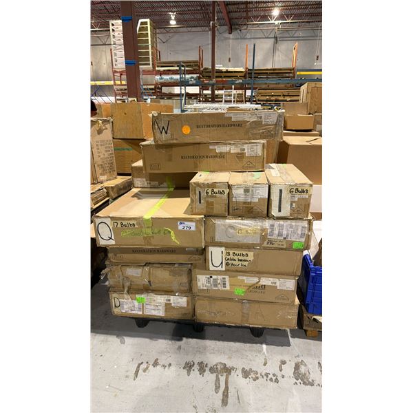 PALLET OF ASSORTED CAPITAL LETTERS LIGHT UP SIGNAGE WITH SEVERAL BOXES OF BULBS