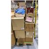 Image 1 : PALLET OF ASSORTED METAL CANDLE STICKS, GLASS CANDLE HOLDERS, LIGHT BULBS, PILLOWS