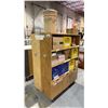 Image 1 : DOUBLE SIDED MOBILE SHELF STORAGE CART AND CONTENTS - ASSORTED LIGHT BULBS AND CHANDELIER PARTS