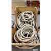 Image 2 : WOODEN MOBILE TRANSPORT BIN FILLED WITH ASSORTED SIZE ROLLS OF 1" BRAIDED ROPE