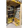 Image 1 : (2) 8FT HIGH X 2 1/2FT WIDE WOODEN SHELVING UNITS AND CONTENTS - LARGE ASSORTMENT OF FASTENERS