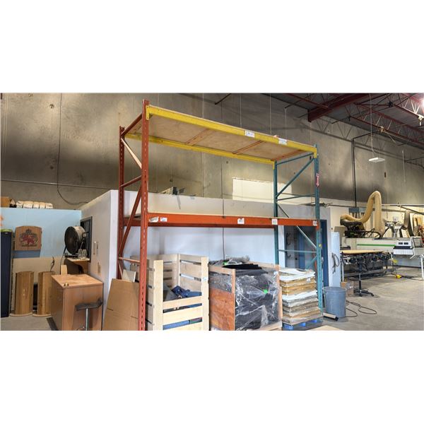 3 SINGLE SECTIONS OF MULTI COLORED PALLET RACKING - (4) 16FT UPRIGHTS/(2) 12FT UPRIGHTS/(16) 4FT