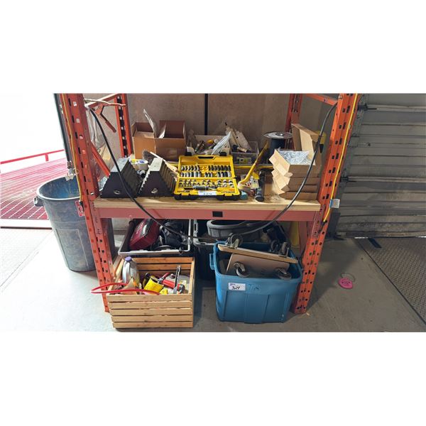 2 SHELVES OF ASSORTED TOOLS/HARDWARE AND MISCELLANEOUS