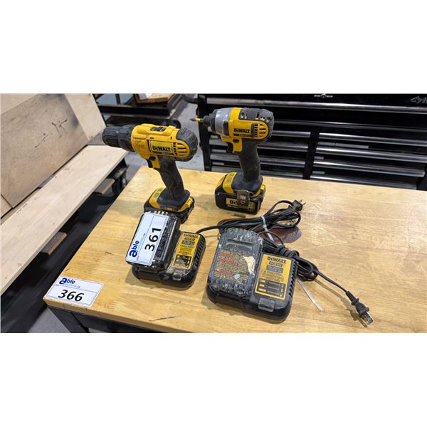 DEWALT 20V CORDLESS DRILL AND DRIVER SET WITH 2 CHARGERS AND 4 BATTERIES
