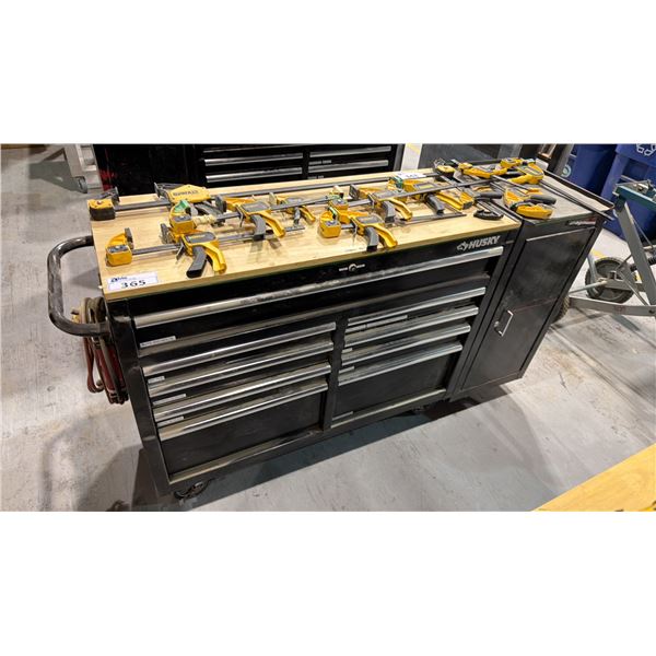 HUSKY 9 DRAWER WITH SIDE CUPBOARD MOBILE TOOL CABINET WITH CONTENTS