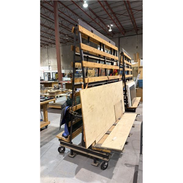 STEEL FRAMED A-FRAME MOBILE SHEET MATERIAL STORAGE/TRANSPORT CART WITH ASSORTED