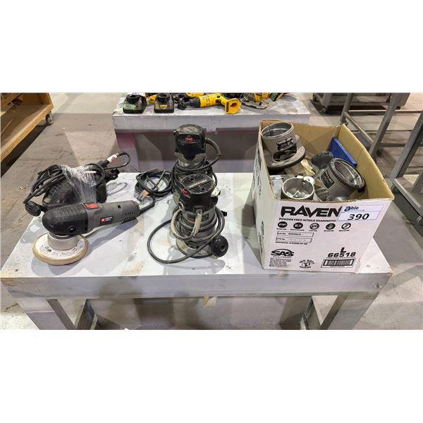 GROUP OF 4 PORTER CABLE POWER TOOLS - 2 ROUTERS, ORBIT POLISHER, BELT SANDER