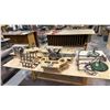Image 1 : MOBILE WORK TABLE WITH PNEUMATIC CAM DRIVEN WHEEL WINDING SYSTEM AND MANY ASSORTED PARTS