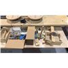 Image 6 : MOBILE WORK TABLE WITH PNEUMATIC CAM DRIVEN WHEEL WINDING SYSTEM AND MANY ASSORTED PARTS