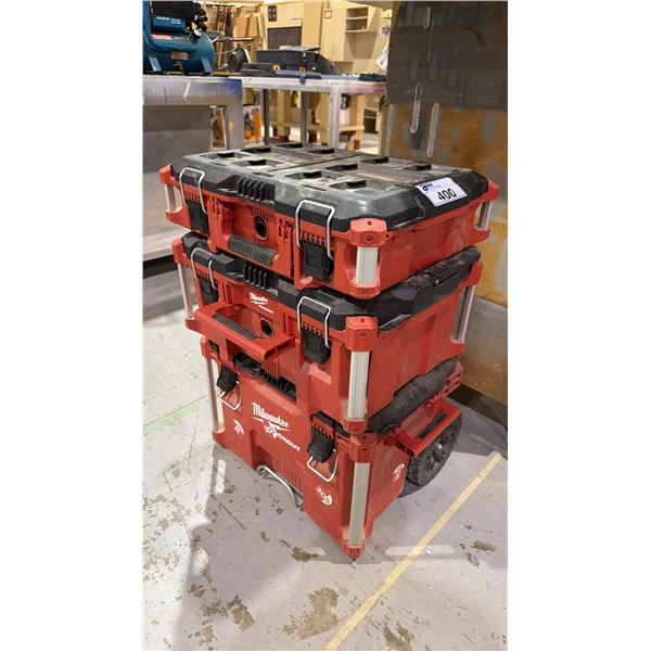 MILWAUKEE PACKOUT 3 SECTION TOOL BOX SYSTEM WITH CONTENTS