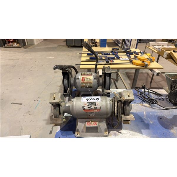 CLARKE 8" BENCH GRINDER AND MILLER'S FALL 6" BENCH GRINDER