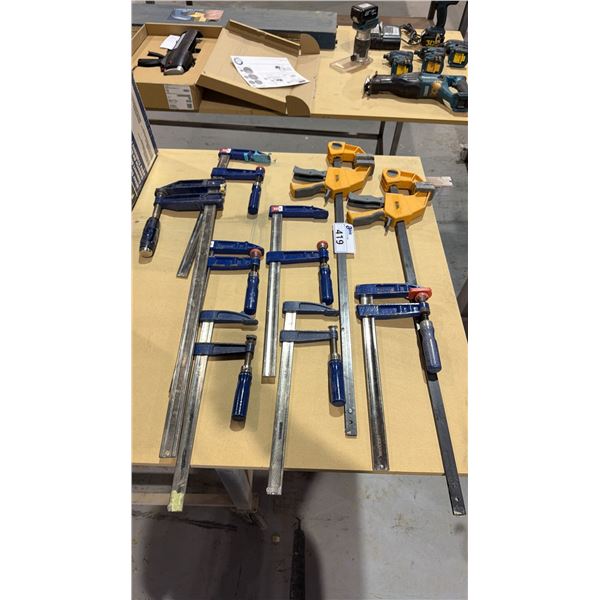 GROUP OF (9) ASSORTED SIZE BAR CLAMPS