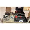 Image 1 : GROUP OF (6) PNEUMATIC TOOLS - STAPLERS, ORBITAL SANDERS AND DRILL