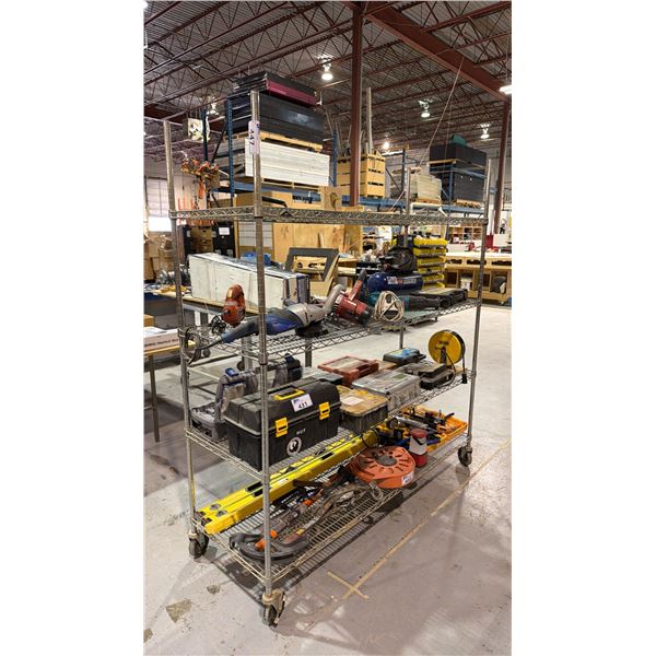 METAL 4 TIER MOBILE SHELVING UNIT * CONTENTS NOT INCLUDED*
