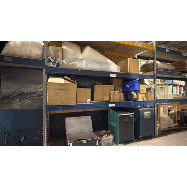 (4) 12FT PALLET SECTIONS OF ASSORTED ITEMS - STUFFING MATERIAL, ORNAMENTS, LED LIGHTS, X-MAS