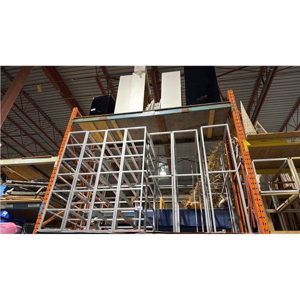 APPROX. 11 METAL SHELVING UNIT FRAMES (MISSING THE SHELVES)
