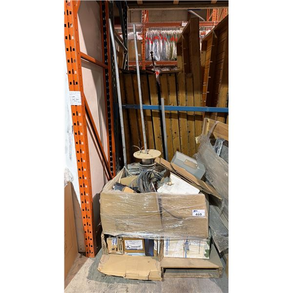 PALLET OF ASSORTED ELECTRICAL WIRE AND PANELS