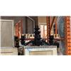 Image 2 : 2 LARGE PAINTED BLACK METAL CHANDELIERS WITH STORAGE CRATE (1 HAS BROKEN ARM) AND