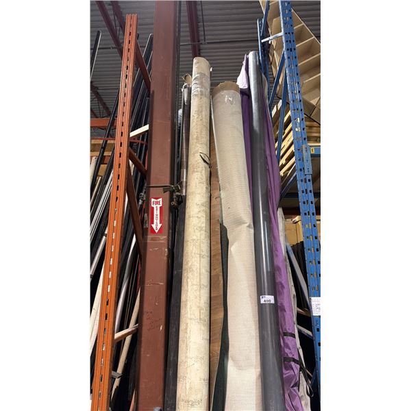ASSORTED CARPETING, LINOLEUM, PVC PIPE AND MORE