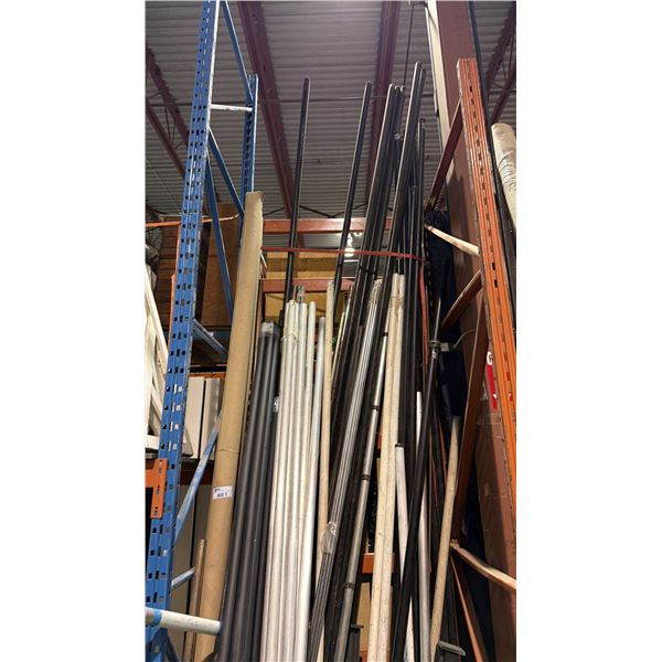 LARGE GROUP OF STAGE RIGGING METAL POLES AND PIPE