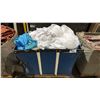 Image 1 : MOBILE LAUNDRY BIN AND CONTENTS - TABLE CLOTHS