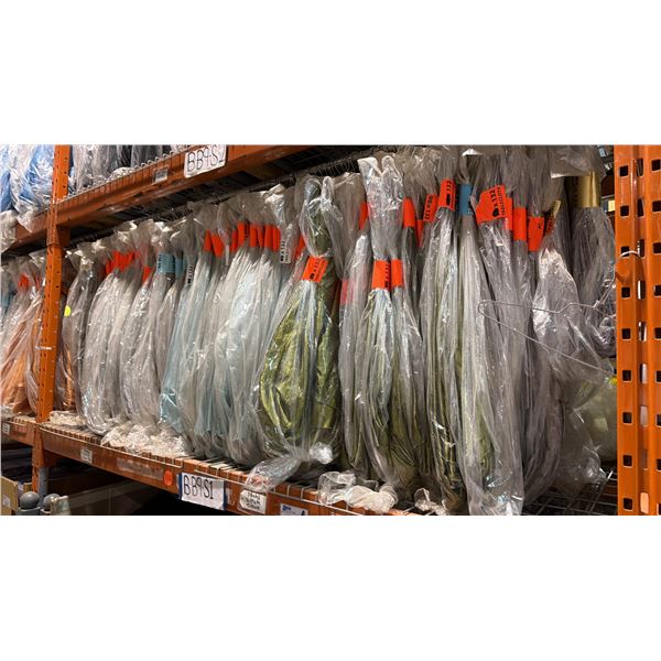 ONE PALLET SHELF SECTION FULL OF ASSORTED TABLECLOTHS