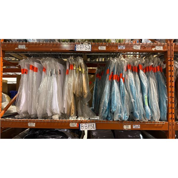 ONE PALLET SHELF SECTION FULL OF ASSORTED TABLECLOTHS