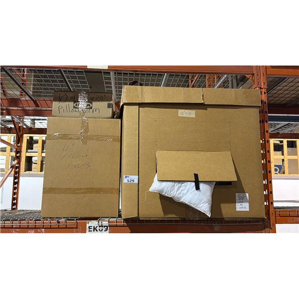LARGE PALLET BOX AND (2) SMALL BOXES OF PILLOW FORMS