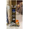 Image 1 : MAKITA CHOP SAW, 2 ONE TON CHAIN HOISTS, 2 HUSKY TOOL KITS AND ASSORTED PARTS