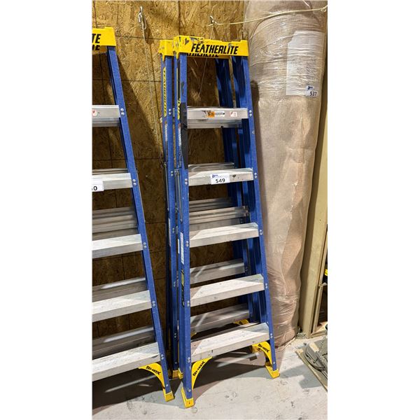 2 (BLUE) 6FT FEATHERLITE FIBREGLASS & ALUMINIUM STEP LADDERS