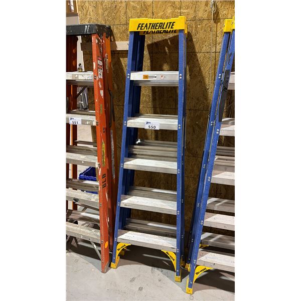 2 (BLUE) 6FT FEATHERLITE FIBREGLASS & ALUMINIUM STEP LADDERS